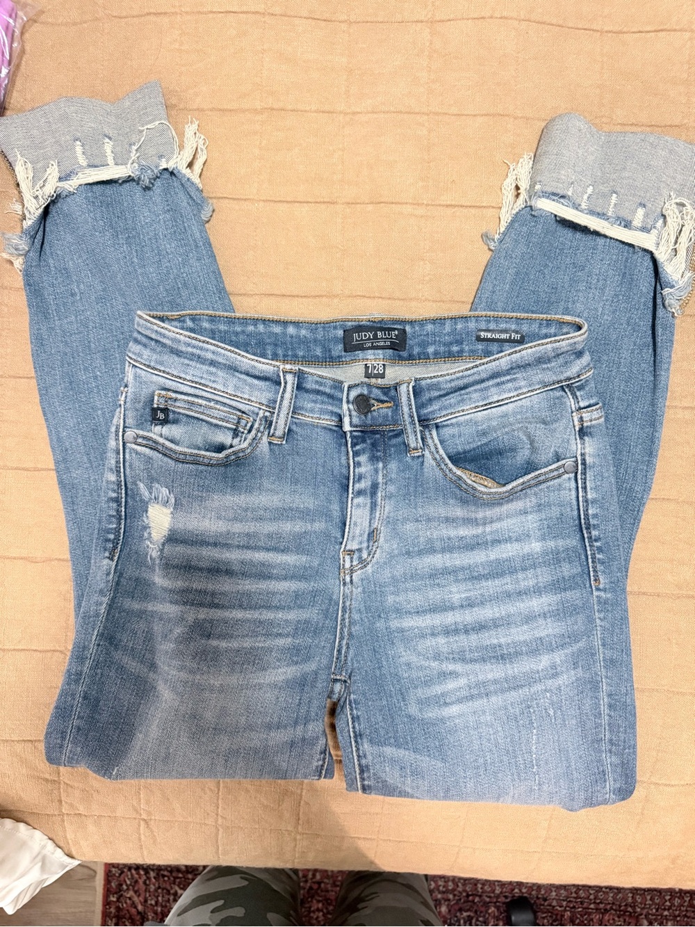 Judy Blue Frayed Hem Light Wash Straight Leg Jeans